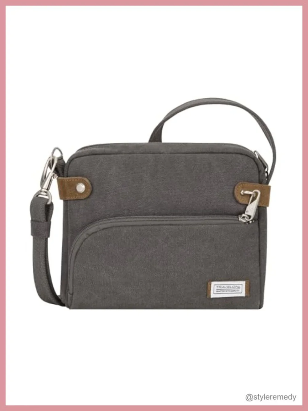 Travelon Anti-Theft Heritage Small Crossbody Bag - Cotton Canvas Suede - Slash
